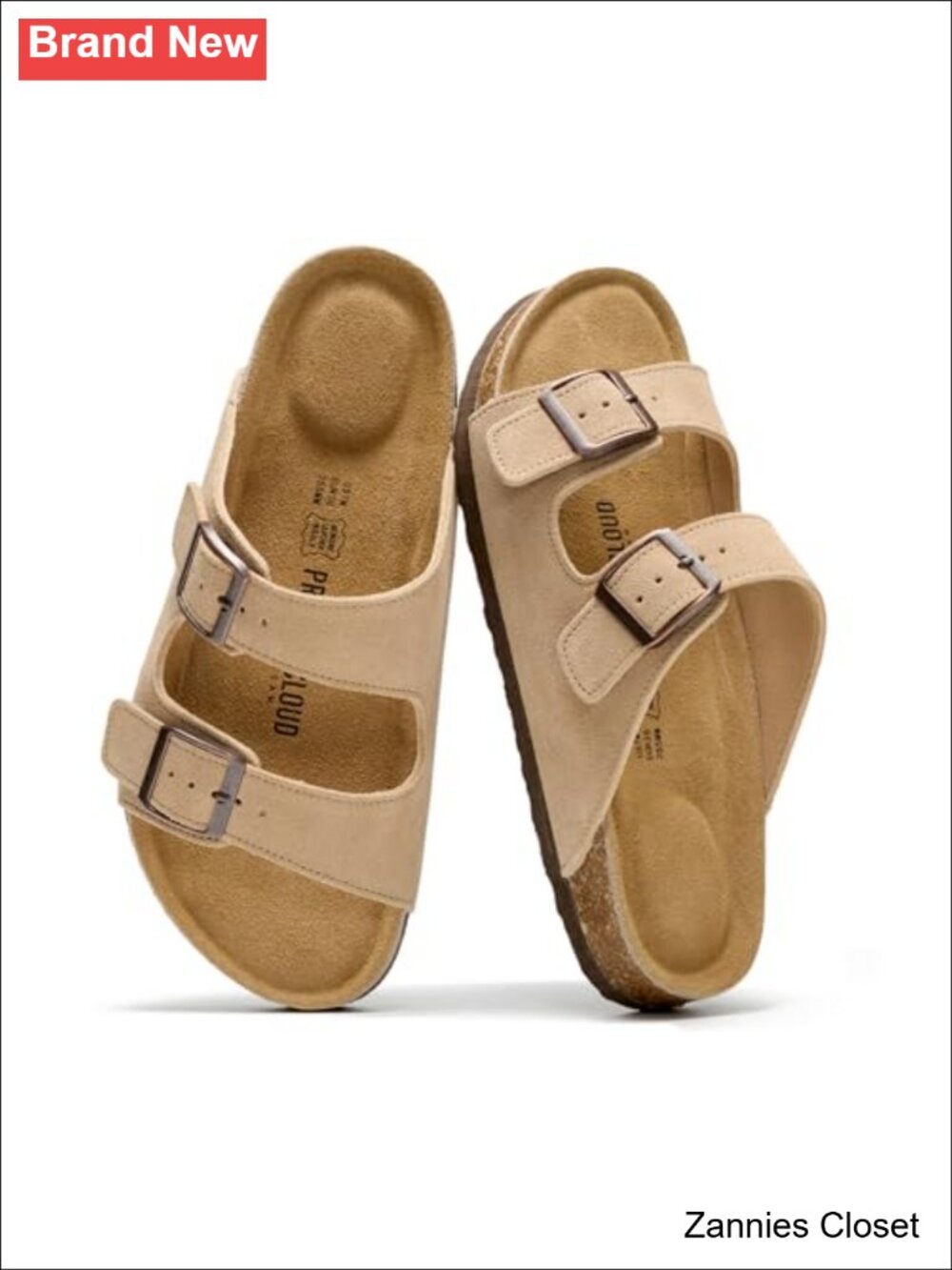 ✨ Project Cloud Women's 100% Genuine Leather Slide Sandals Memory Foam Cork